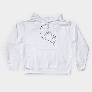 Woman face minimal abstract Kids Hoodie